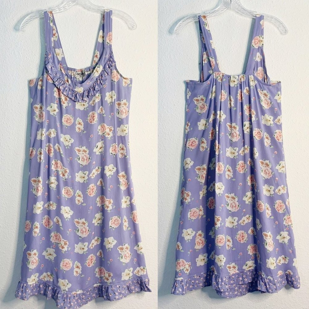 Vintage Indira Purple Floral Sleeveless Dress